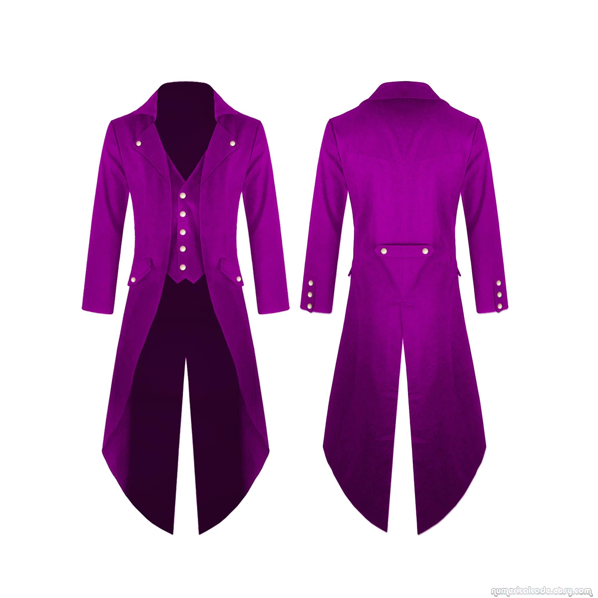 Men's Steampunk Tailcoat Jacket Gothic Victorian Coat VTG Cosplay Costume in 4 Colors