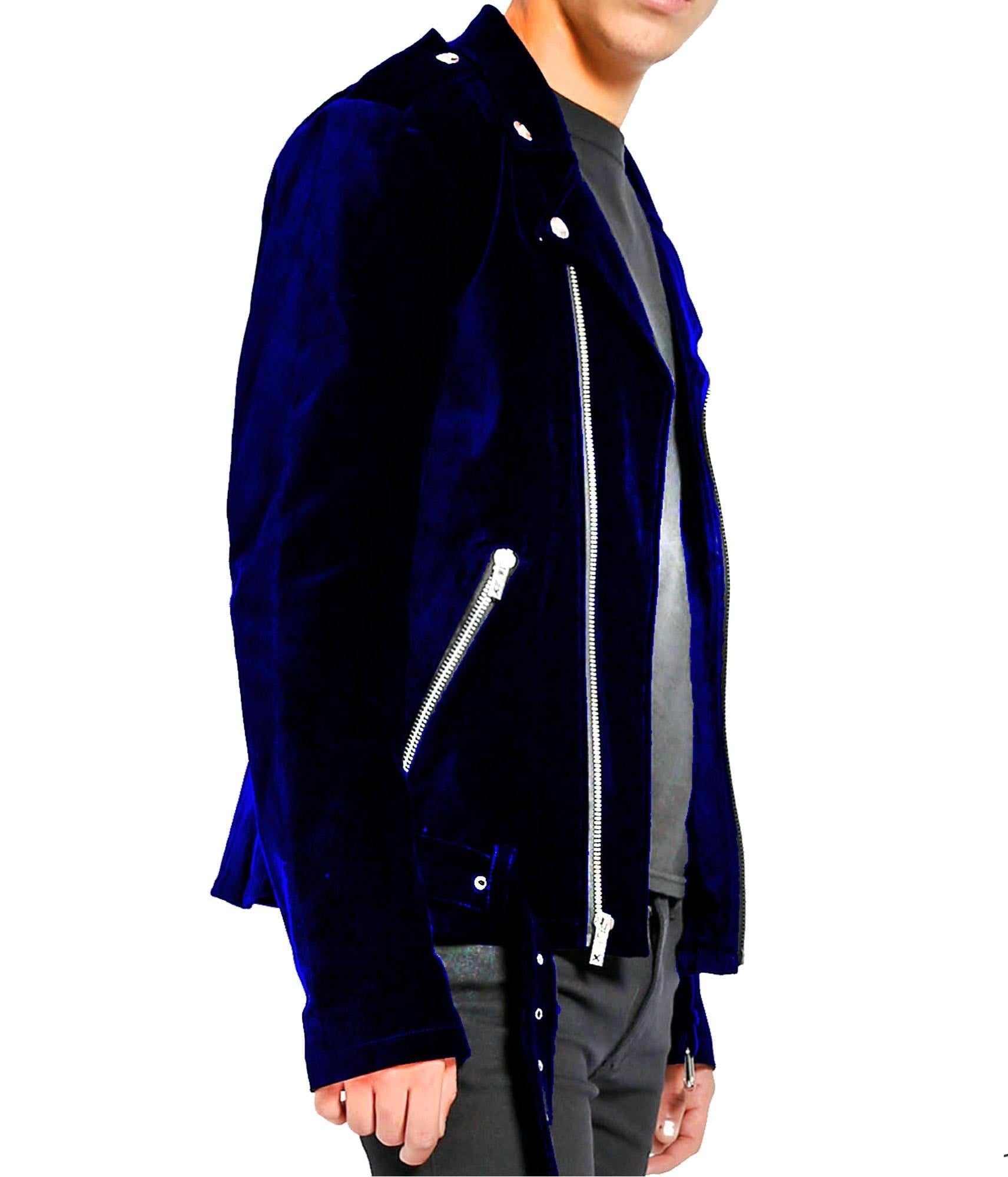 Men's Classic Motorbike Velvet Jacket Punk Fetish Retro Fashion Casual Zipper Jacket