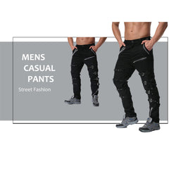 Men's Black Gothic Steampunk Punk Morte Pants Buckle Chain Trousers