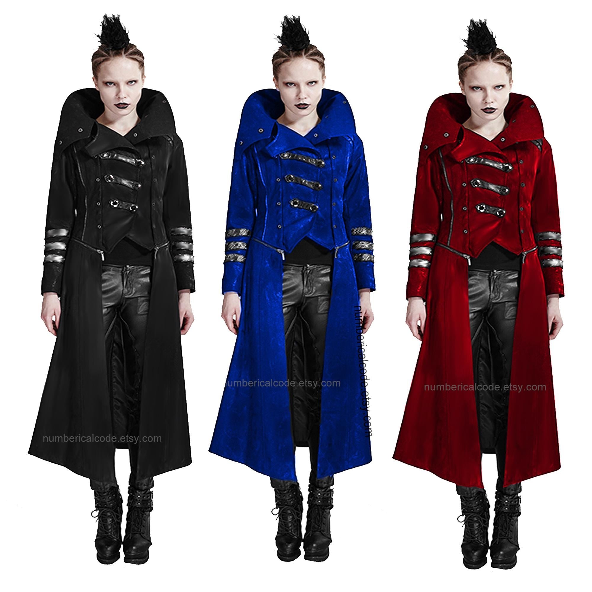 Steampunk Scorpion Velvet Jacket: Gothic Hooded Trench Coat